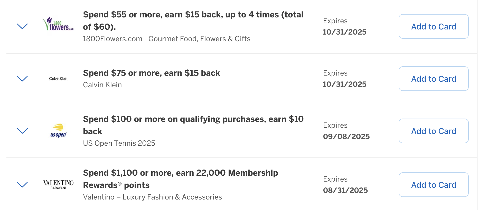 An Amex Offers dashboard showing available card-linked offers